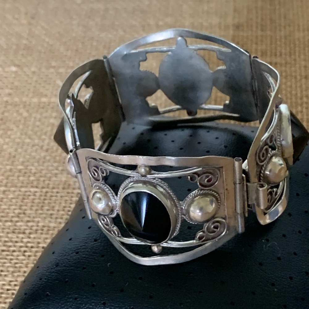 VINTAGE TAXCO 925 MEXICO STONE BRACELET - Picture 3 of 7